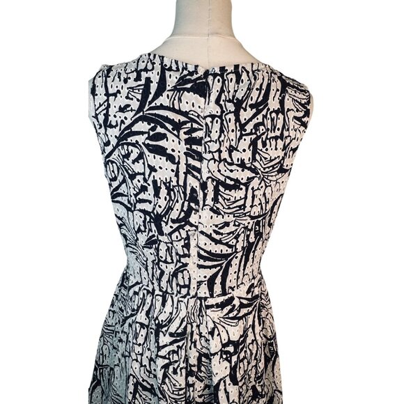Taylor Size 6 Navy & White Abstract Print Sleeveless Dress - Picture 10 of 16